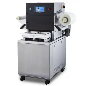 CE certificated DJL-330VS Floor type Semi-automatic Food Beefsteak Pizza Skin Vacuum Tray Sealing Packaging Machine