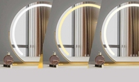 Miroir de maquillage de bureau à LED, design européen, commande tactile, CRI 90 élevé, dimmable, miroir personnalisé demi-cercle pour salon
