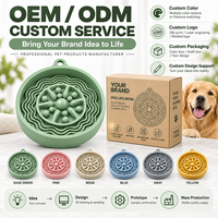 Bol interactif 3-en-1 en silicone pour chien, distributeur lent de nourriture, jouet d'enrichissement pour animaux avec tapis à lécher et gamelle à friandises, marque privée OEM