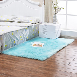 Alfombra de imitación de lana de color sólido, rectangular, antideslizante, lavable a máquina, para dormitorio o sala de estar. - Product Image 2