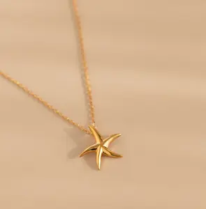 Inspire Jewelry Detailed Realistic Design 18K PVD Non Tarnish Fashion Jewelry Dainty Starfish Necklace A Symbol of Marine Life