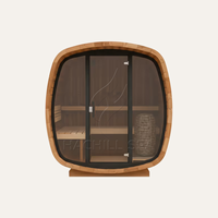 Sauna Exterior Profesional Moderna de Abeto Finlandés con Estufa, Techo de Triple Aislamiento, Estructura Cúbica de 245x245cm