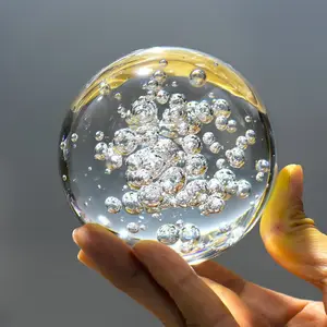 假山喷泉配件水晶玻璃泡泡球冰裂玻璃旋转装饰球摆件