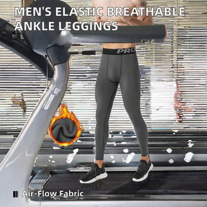 Wholesale WUYANG Men's Leggings High Quality Spandex/Polyester Solid Elastic Breathable Ankle-Length Fitness Training Warm - Product Image 2