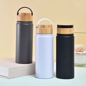 Botellas de Agua Personalizadas con Aislamiento al Vacío de Doble Pared de Acero Inoxidable Mate, Termos con Tapa de Bambú para Viajes al Aire Libre, 6-12 Horas - Product Image 2