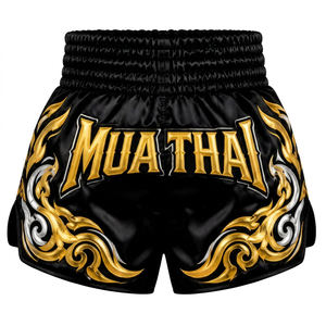 Shorts de combat MMA personnalisés pour l'entraînement en équipe, avec ceinture antidérapante, séchage rapide, logo avant, unisexe, Muay Thai - Product Image 1