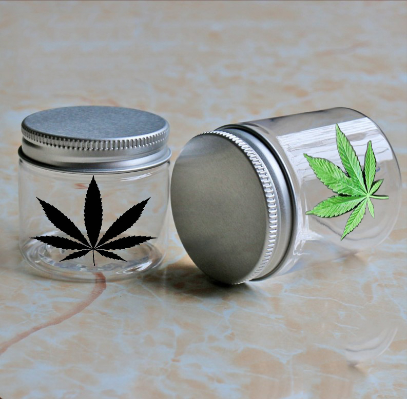 CBD трава печатная стеклянная мини упаковочная бутылка герметичная маленькая банка с крышкой