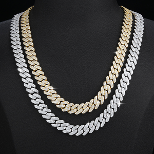 Dây chuyền Cuba giá rẻ nhất có chứng nhận GRA, 6mm-10mm, phong cách Hiphop, bạc 925, đá Moissanite, kiểu Ice Out, dành cho nam - Product Image 1