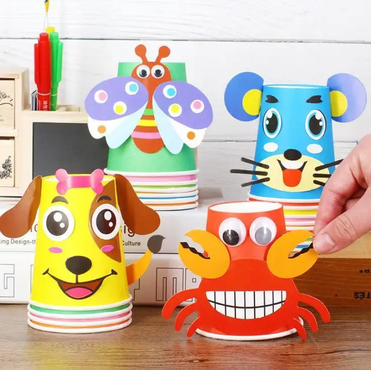 Children 3d Diy Handmade Paper Cups Sticker Material Kit Kids Kindergarten School Art Craft Educational Toys