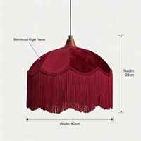 Abat-jour en velours bordeaux à franges 40x28cm pour célébrations de mariage, structure rigide, abat-jour à pompons, vente en gros B2B directe usine