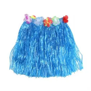घास स्कर्ट हवाई जाल Hula स्कर्ट लोचदार हिबिस्कुस फूल हवाई जाल पार्टी के लिए