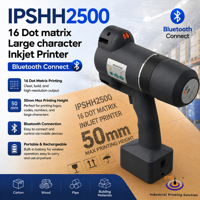 IPS-HH2500 50mm Portable Dots matrix Big Large Character Handheld Printer Inkjet Printer for Plastic Bag Cement Bag