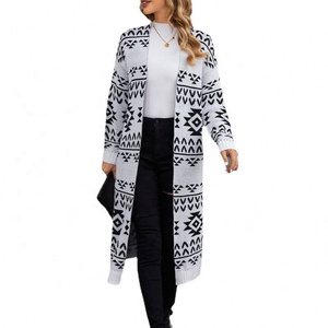 Nuevo Suéter Cárdigan de Jacquard para <span class=keywords><strong>Mujer</strong></span>, Otoño e Invierno, Abotonado, Holgado, Informal, de Punto, Largo - Product Image 6