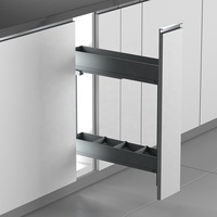 Organisateur de rangement de cuisine multifonction à 2 niveaux avec fermeture amortie, design moderne, en métal, pour placard, porte-bouteilles et panier