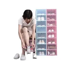 Boîtes à chaussures en plastique transparent avec couvercles empilables,  boîte de rangement transparente à ouverture frontale, grand organisateur de chaussures  empilable, bacs de rangement avec fermeture magnétique