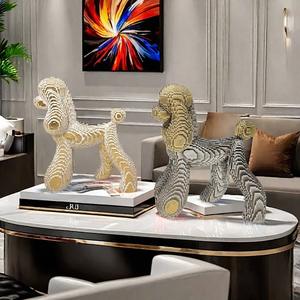 Escultura de Poodle Moderna, de Lujo Ligero, Artística y Personalizada, Adorno para el Hogar, Resina Epoxi, Arte Popular, Artesanía, Lindo Animalito - Product Image 1
