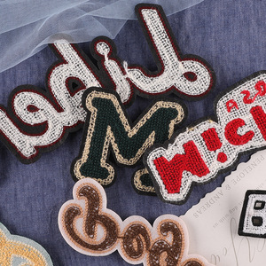 Insignia de letras en inglés personalizada, bordado a mano, chenilla, pegatina de tela, gran oferta - Product Image 4