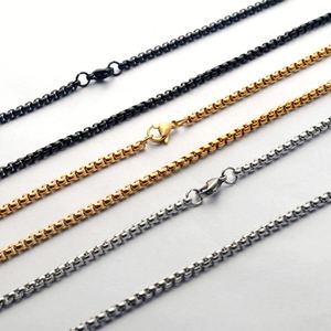 18K Gold Plated 2Mm 2.5Mm 3.0Mm 4.0Mm 5Mm Stainless Steel Round Box Jewelry Chain Round Bead Necklace - Product Image 4