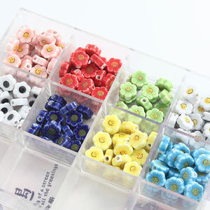 Accessoires <span class=keywords><strong>de</strong></span> bijouterie DIY : Petites <span class=keywords><strong>perles</strong></span> en céramique en forme <span class=keywords><strong>de</strong></span> marguerite souriante, colorées, trou vertical, en vrac, <span class=keywords><strong>lot</strong></span> <span class=keywords><strong>de</strong></span> <span class=keywords><strong>perles</strong></span> - Product Image 6