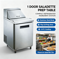 Table de préparation de salades commerciale 1/2/3 portes en acier inoxydable, comptoir réfrigéré pour pizzas, réfrigérateur de préparation d'ingrédients