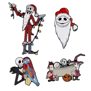 Pin Lapel Film Kartun Lencana Hadiah Natal Aksesoris The Nightmare Before Christmas Jack Enamel Pins