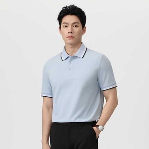 Men's Pique Cotton Polo Shirt Short Sleeve Summer Business Workwear <b>Mint</b> Green <b>White</b> <b>Black</b> - Product Image 2