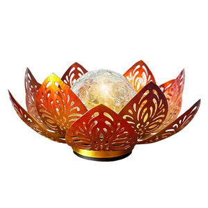 Lampe solaire d'extérieur en forme de lotus, étanche, avec globe en verre craquelé, lumières LED en forme de fleur de lotus, décoration pour patio extérieur - Product Image 5