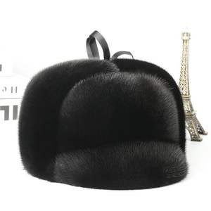 Gorro <span class=keywords><strong>de</strong></span> piel <span class=keywords><strong>de</strong></span> visón <span class=keywords><strong>de</strong></span> invierno para hombre con bordado a mano protectores <span class=keywords><strong>de</strong></span> oídos cálidos para papás ancianos <span class=keywords><strong>de</strong></span> mediana edad pelo <span class=keywords><strong>de</strong></span> visón Real para cabeza vieja - Product Image 4