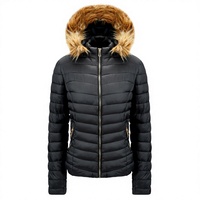Veste d'hiver matelassée courte et épaisse pour femme, col montant, avec capuche, rembourrage en polyester, coupe-vent et respirante