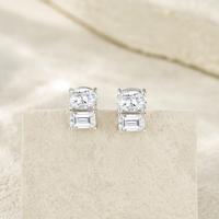 Boucles d'oreilles clous en argent sterling 925 avec moissanite ovale et taille émeraude pour femme, double pierre, couleur D, pureté VVS1