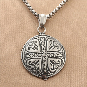 European American Style Stainless Steel <b>Cross</b> Pendant Necklace Men's Retro Geometric Design 19088 - Product Image 1