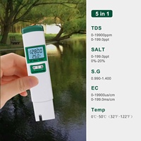 Nouveau testeur de qualité de l'eau numérique portable Bluetooth 5-en-1 TDS SALT S.G EC Temp Stylo de test