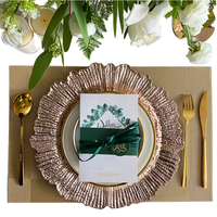 Assiettes de présentation jetables de luxe dorées en plastique de 13 pouces pour mariage, Thanksgiving, Noël - Assiettes décoratives pour table