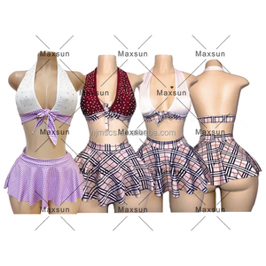 Maxsun Kỳ Lạ Mini Bikini Vũ Nữ Thoát Y Trang Phục Thiết Kế Rhinestone Sexy Cô Gái Micro Bikini Kỳ Lạ Dancewear Đồ Lót Set Khiêu Vũ Mặc - Product Image 6