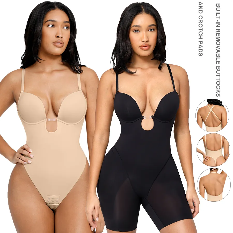 Hexin New Custom One Piece Wedding Party Wear Seamless Low Back Body Shaper Sexy Bodysuit With Adjustable Straps