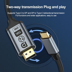 Câble Type C vers DP 2.1 16k60hz 8k60hz 4k144hz bidirectionnel avec coque en aluminium tressé pour Macbook Pro Dell <span class=keywords><strong>Hp</strong></span> Lenovo - Product Image 4