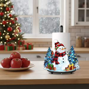Portarotolo a Forma di Pupazzo di Neve, Decorazione Natalizia per Cucina e Bagno, Accessorio Festivo Autoportante in Plastica - Product Image 4