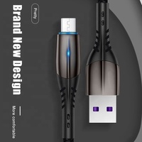 Câbles de données USB 3A 1M haut de gamme A10M à LED, charge rapide, tressés en tissu, pour Android V8 Micro USB et utilisation informatique