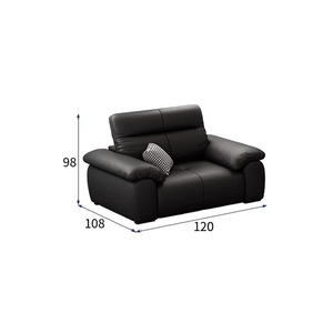 Black Genuine Leather Electric Sofa <b>Bed</b> Multifunctional Adjustable Straight Design For Italian Style Small Apartment Home - Product Image 5