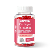 Gummies végétariennes OEM d'usine au collagène, biotine, kératine, superfruits, zinc, sodium, iode, sélénium et vitamine A pour adultes