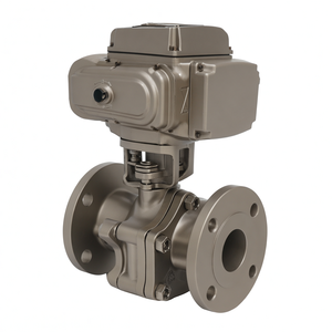 Vanne à bille électrique COVNA Hk60-Q-TF DN80 3 pouces 3 voies à port en L 24V CC en acier inoxydable CF8M type bride motorisée - Product Image 5