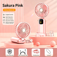 Ventilador de Escritorio Mini Portátil con Pantalla LED Inteligente, Recargable y Enchufable, con Cuatro Colores, Venta al Por Mayor de Fábrica