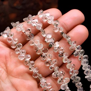 Cuentas de Cuarzo Natural en Forma de Pera Facetadas de 5x7mm, Cuentas de Cuarzo Rutilado al por Mayor, Hilo de Cuentas de Piedras Preciosas de 6 Pulgadas - Product Image 2