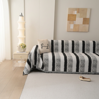 Housse de canapé en velours pour patio, ensemble complet, fauteuil rayé en chenille, élégant et facile à utiliser