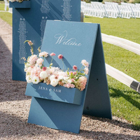 Panneau de bienvenue personnalisé autoportant pour mariage, avec fleurs bleues, décoration événementielle, boîte à fleurs, support de bienvenue pour la décoration de mariages