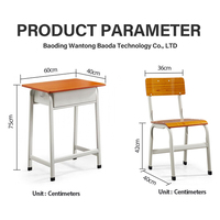 Ensemble de bureau et chaise en métal MDF confortable pour étudiant célibataire Design moderne pour équipement de mobilier scolaire pour salle de classe primaire