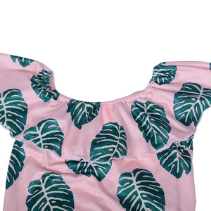 Ga-16 Stock Mono de algodón puro estampado para bebé niña, con diseño de leopardo, tipo top sin mangas, estilo Hawaiano, con encaje de doble capa - Product Image 3
