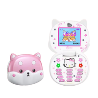 Lindo Mini Teléfono Móvil Koki Flip de Dibujos Animados para Niños, Doble SIM 2G GSM OLED, Cámara de 0.3MP, Teclado, Reproductor MP3, Teléfono Celular Desbloqueado