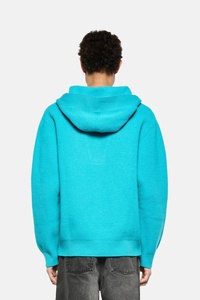 <span class=keywords><strong>Pull</strong></span> à capuche en maille bleu cyan vif pour homme, col en V, côtelé, mélange <span class=keywords><strong>de</strong></span> coton, style <span class=keywords><strong>surf</strong></span>, décontracté - Product Image 2
