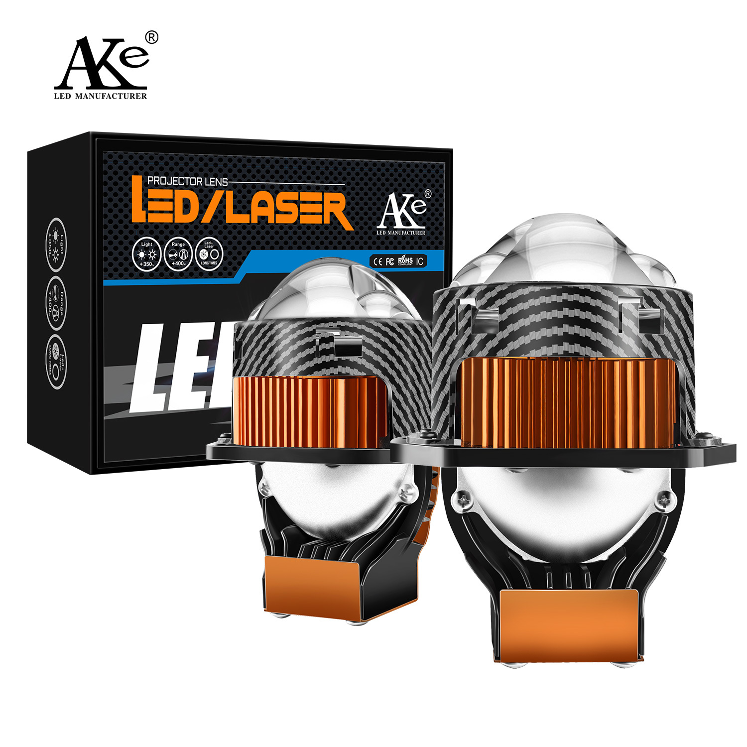 Ace Led Projector AKE A90 Bi LED Projector Headlights - 60W Low Beam, 70W High Beam